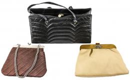 735 - BOLSO EN PIEL Y DOS BOLSITOS DE NOCHE