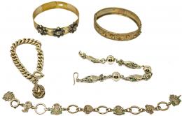 124 - LOTE DE CINCO PULSERAS DEL S.XIX Y PPS. S.XX
