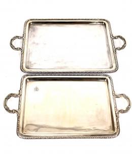 710 - DOS BANDEJAS EN PLATA DE PPS. DEL S.XX