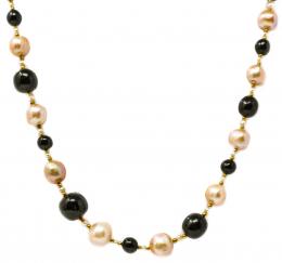 108 - COLLAR DE PERLAS CON CORAL NEGRO