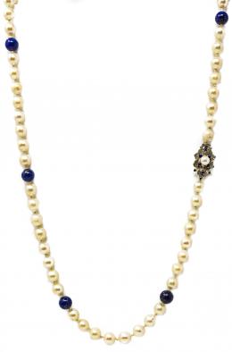 110 - COLLAR DE PERLAS Y LAPISLAZULI