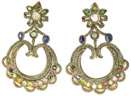 106 - PENDIENTES CON DIAMANTES Y TURMALINAS