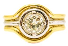 60 - ANILLO SOLITARIO BICOLOR