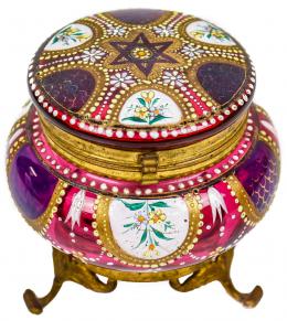 47 - PEQUEÑA BOMBONERA EN CRISTAL DE BOHEMIA FLES. S.XIX