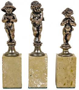 760 - TRES FIGURAS EN PLATA "NIÑO Y DOS ANGELITOS"