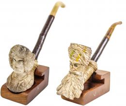 954 - PAREJA DE PIPAS DE TERRACOTA POLICROMADA DEL SIGLO XIX