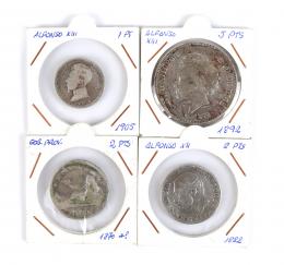367 - CUATRO MONEDAS ESPAÑOLAS EN PLATA