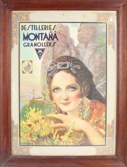 206 - CARTEL ENMARCADO "DESTILERIAS  MONTAÑÁ"