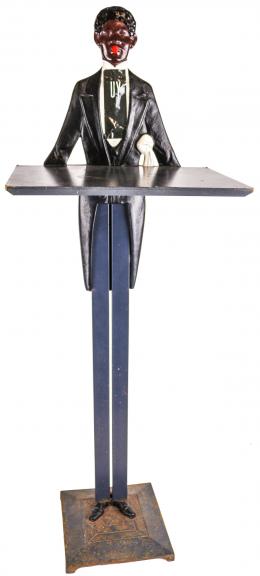 831 - "CAMARERO CON BANDEJA"  FIGURA EN METAL Y MADERA