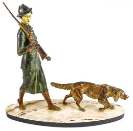 775 - "CAZADORA CON PERRO" FIGURA ART DECÓ