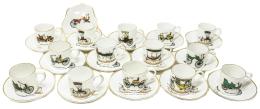 485 - TAZAS CON PLATOS DE PORCELANA LIMOGES