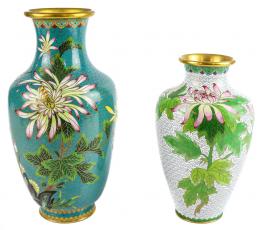 388 - DOS JARRONES ORIENTALES "CLOISONÉ"