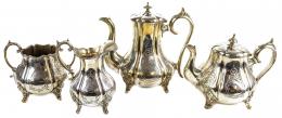 952 - SERVICIO DE TÉ Y CAFÉ EN METAL PLATEADO DE FINALES S.XIX