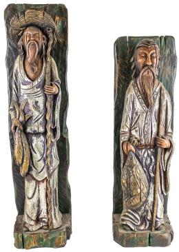 1055 - PAREJA DE TALLAS DECORATIVAS DE LOS AÑOS 60