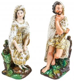 471 - PAREJA DE FIGURAS ENPORCELANA ESTILO "VIEJO PARIS"