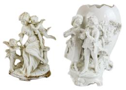 445 - DOS FIGURAS EN BISCUIT Y PORCELANA