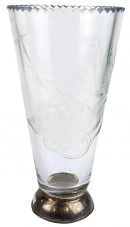 31 - JARRÓN EN CRISTAL Y PLATA AÑOS 30