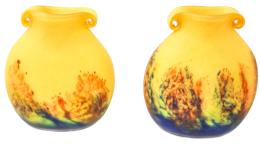 350 - PAREJA DE JARRONES "LE VERRE FRANÇAIS" ÚLTIMO TERCIO S.X