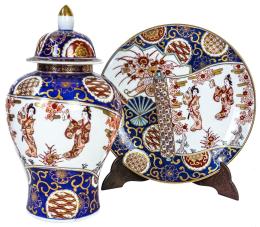 486 - PLATO Y TIBOR DE PORCELANA ORIENTAL