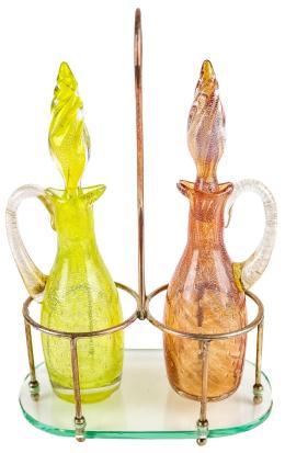 295 - ACEITERAS CON SOPORTES CRISTAL DE MURANO