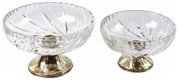 691 - DOS BOLS DE CRISTAL CON BASE DE PLATA