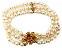 149 - PULSERA DE PERLAS Y CORAL