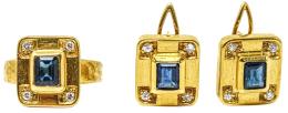116 - CONJUNTO PENDIENTES Y ANILLO CON ZAFIROS