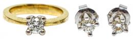 117 - CONJUNTO DE ANILLO Y PENDIENTES SOLITARIO