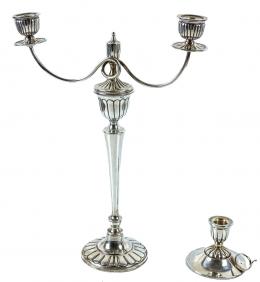 663 - CANDELABRO DE DOS BRAZOS Y CANDELERO DE LOS AÑOS 60