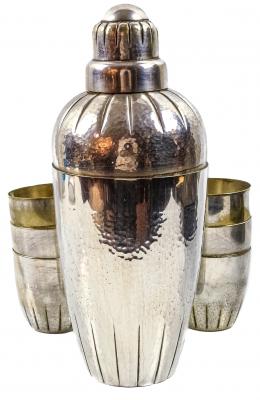 874 - COCTELERA CON SEIS VASOS DE MEDIADOS DE SIGLO XX