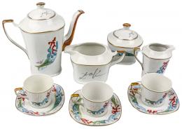454 - JUEGO DE CAFÉ EN PORCELANA ALEMANA DISEÑO "DALÍ"