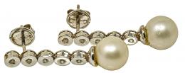 134 - PENDIENTES LARGOS CON PERLA Y BRILLANTES