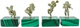 685 - CUATRO FIGURITAS EN PLATA "ANGELITOS MÚSICOS"