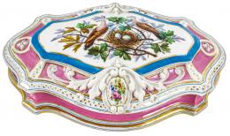 412 - CAJA DE PORCELANA FRANCESA DE FINALES DE S. XIX