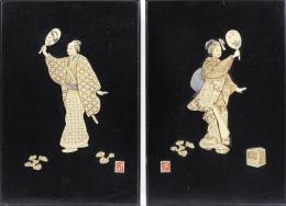 400 - PAREJA DE PLAFONES JAPONESES S.XIX