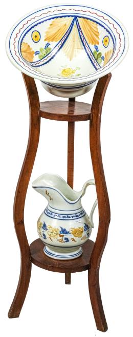 499 - JARRA Y JOFAINA CON SOPORTE DE MADERA