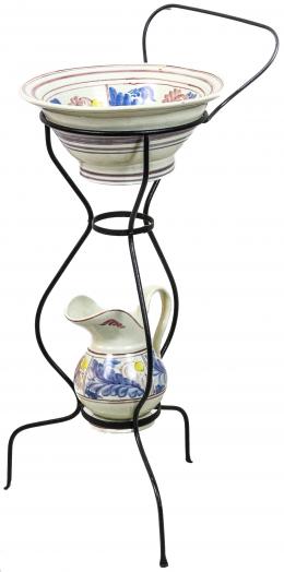 456 - JARRA Y JOFAINA CON SOPORTE DE MADERA