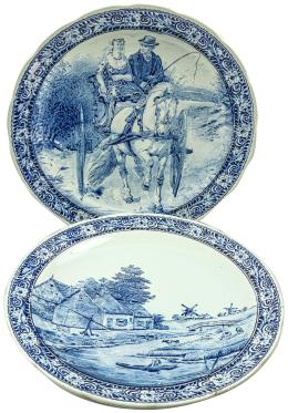516 - PAREJA DE PLATOS DE PORCELANA HOLANDESA DE DELF