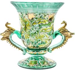 22 - COPA ESMALTADA EN CRISTAL "CIRERA"