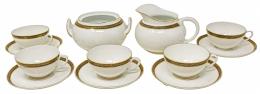362 - CONJUNTO DE 10 TAZAS DE CAFÉ CON PLATO EN PORCELANA ALEMANA