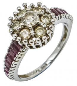 76 - ANILLO ROSETÓN CON BRILLANTES Y RUBÍES