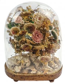 951 - CAMPANA DE CRISTAL CON FLORES EN INTERIOR