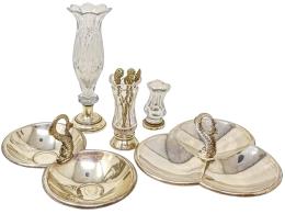 730 - VARIOS OBJETOS DE CRISTAL Y PLATA DE LA SEGUNDA MITAD S.XX