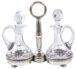 852 - VINAGRERAS EN PLATA Y CRISTAL DE MEDIADOS DEL S.XX