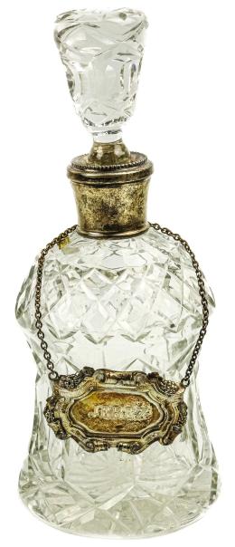 13 - BOTELLA LICORERA DE  CRISTAL Y PLATA