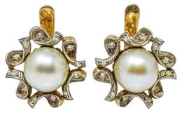 120 - PENDIENTES CON PERLAS Y DIAMANTES DE LOS AÑOS 50