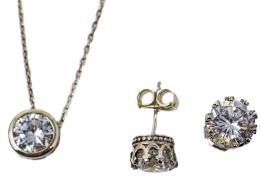 84 - CONJUNTO DE PENDIENTES Y COLLAR EN PLATA