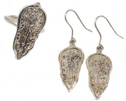 82 - CONJUNTO ANILLO Y PENDIENTES EN PLATA "DALÍ"