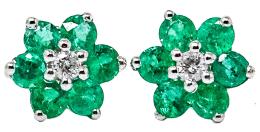 144 - PENDIENTES ROSETON CON ESMERALDAS