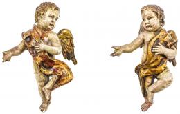 920 - PAREJA DE ANGELITOS EN TERRACOTRA DE MEDIADOS DEL S.XX